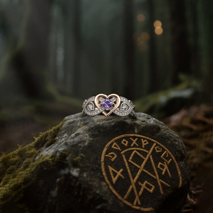 WorldNorse Freyja’s Heart Amethyst Love Knot Ring
