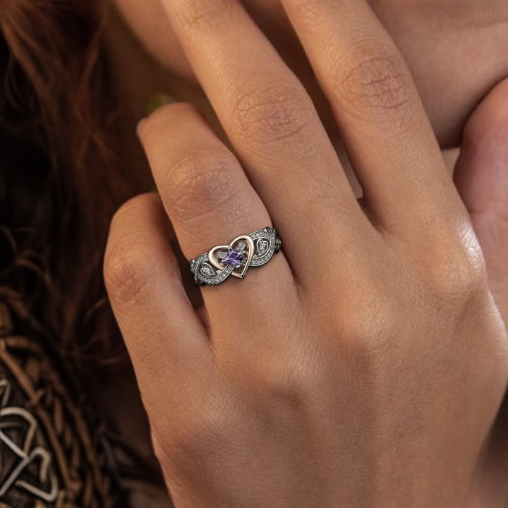 WorldNorse Freyja’s Heart Amethyst Love Knot Ring