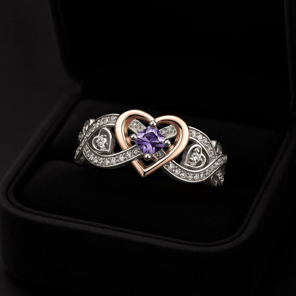 WorldNorse Freyja’s Heart Amethyst Love Knot Ring