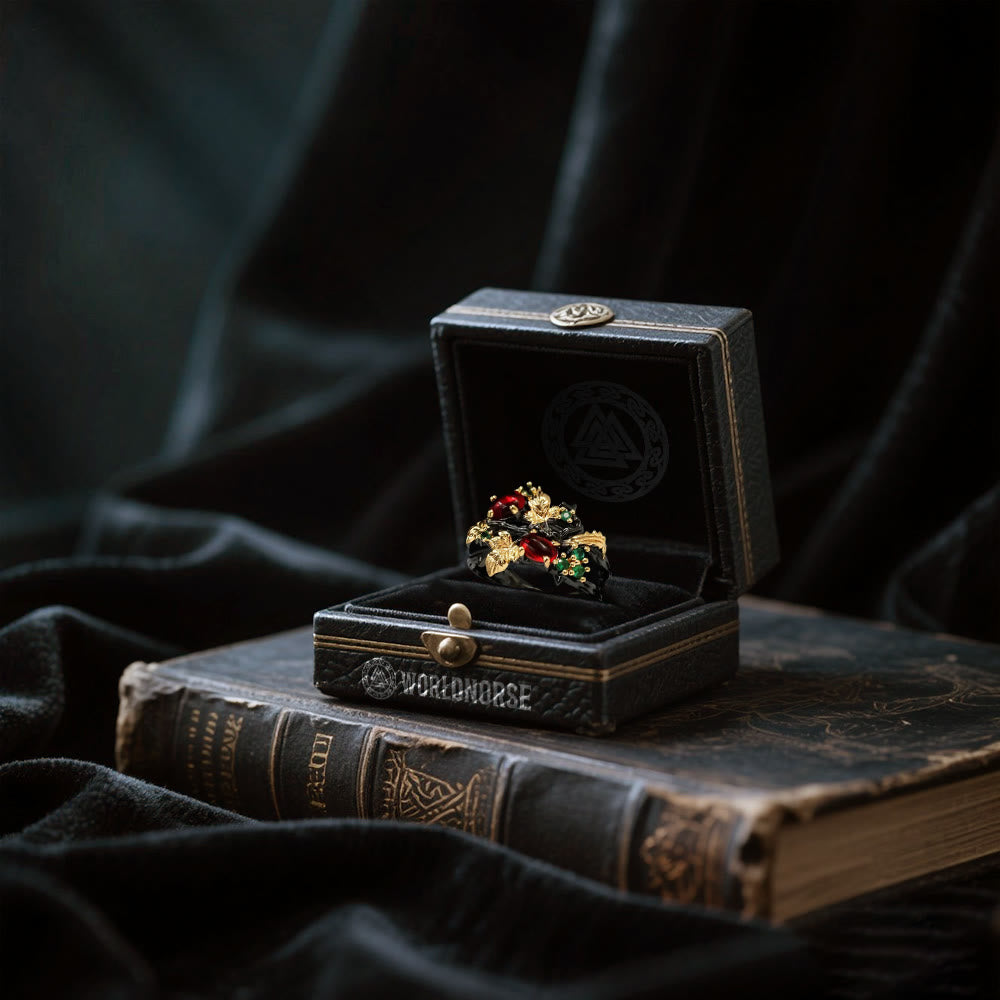 WorldNorse The Ruby Leaf Ring