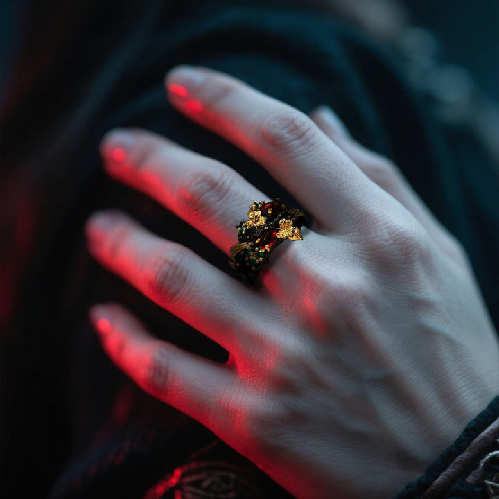WorldNorse The Ruby Leaf Ring