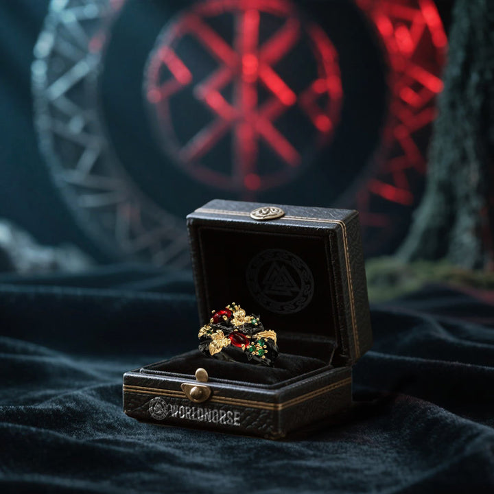 WorldNorse The Ruby Leaf Ring