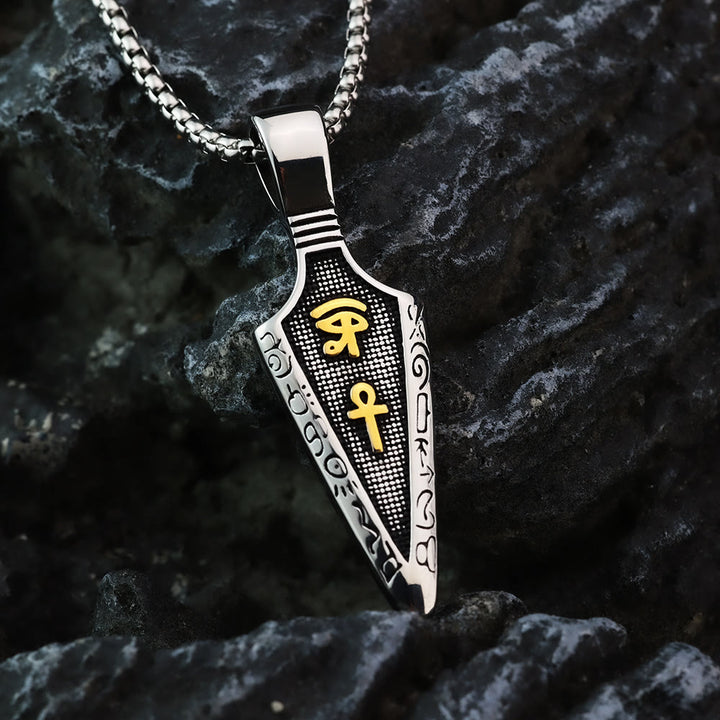 WorldNorse Retro Egyptian Hieroglyph Arrow Necklace