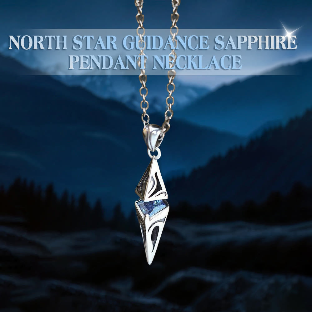 WorldNorse North Star Guidance Sapphire Pendant Necklace