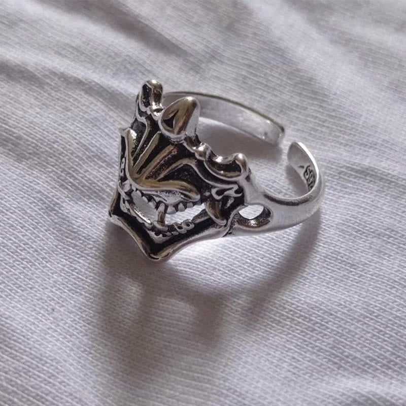 WorldNorse Pharaoh Death Mask Signet Adjustable Ring