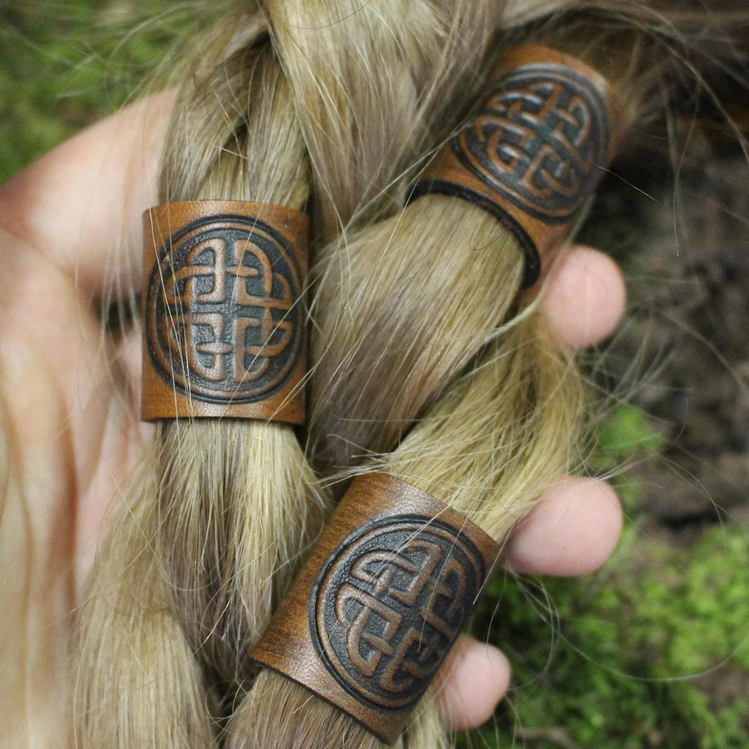 WorldNorse Celtic Leather Hair/Beard Bead