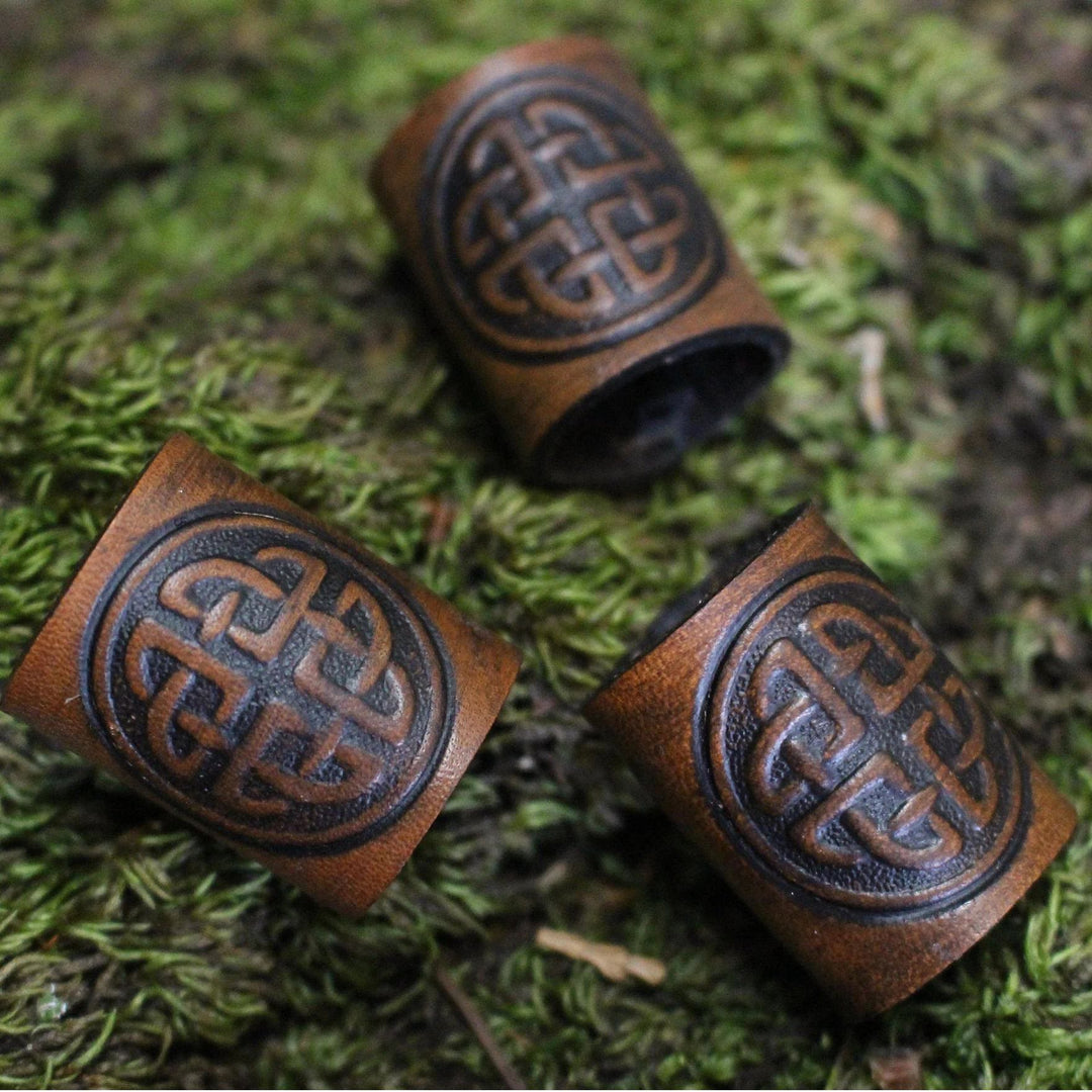 WorldNorse Celtic Leather Hair/Beard Bead
