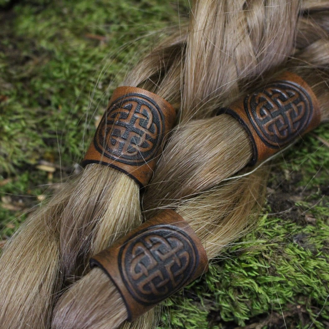 WorldNorse Celtic Leather Hair/Beard Bead
