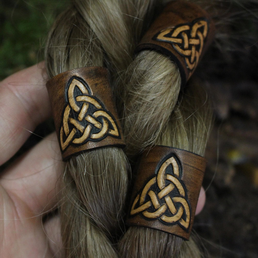 WorldNorse Celtic Leather Hair/Beard Bead