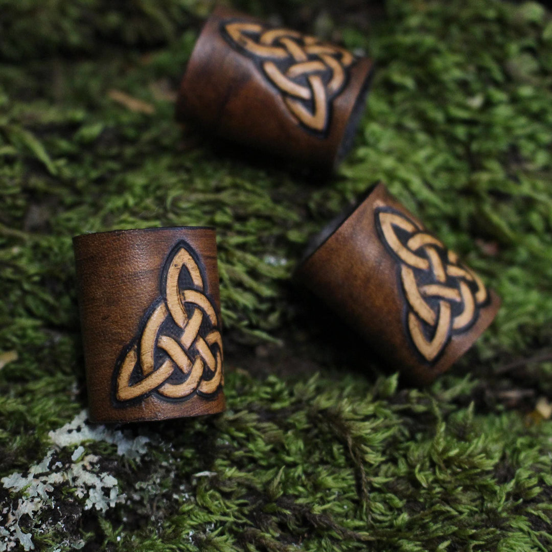 WorldNorse Celtic Leather Hair/Beard Bead