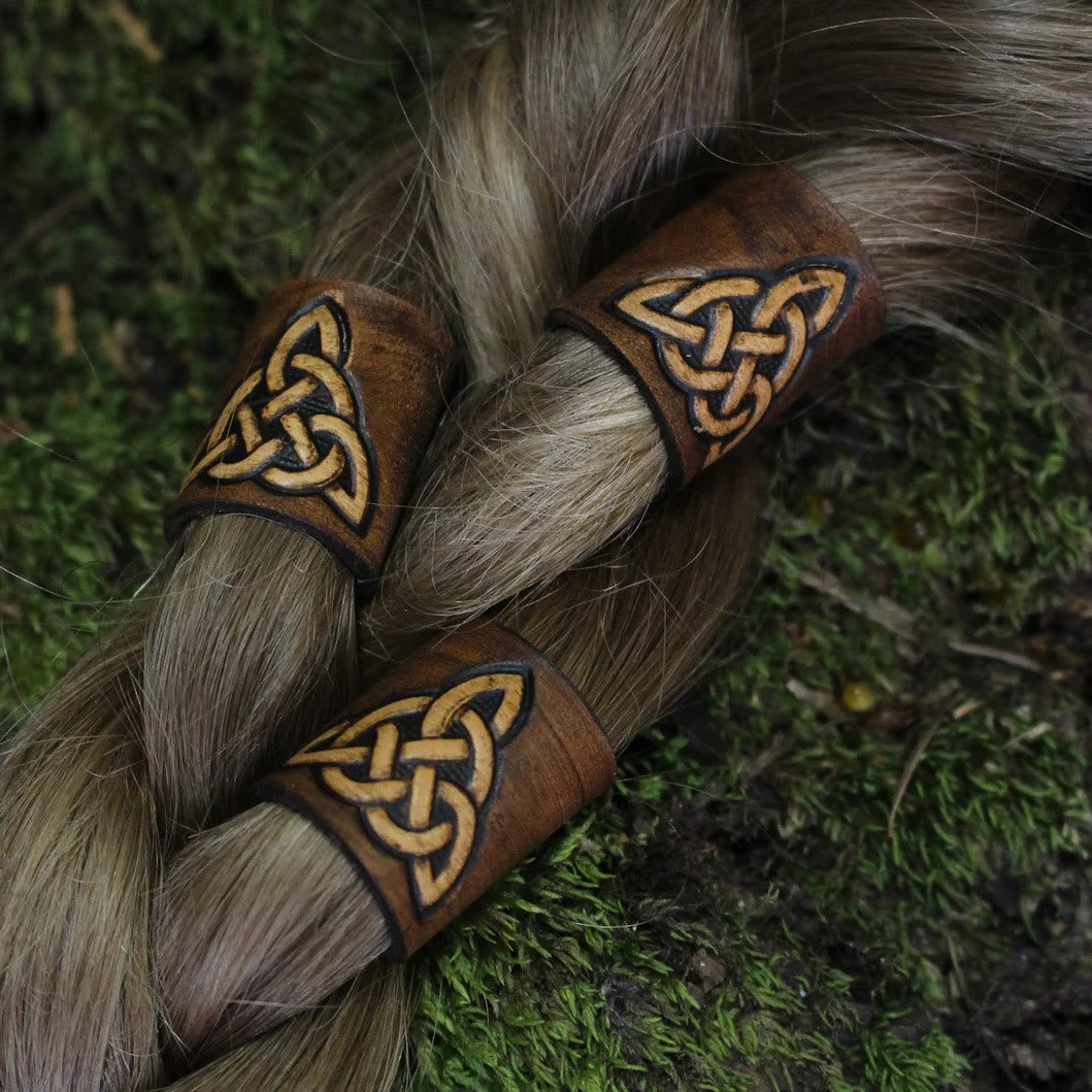 WorldNorse Celtic Leather Hair/Beard Bead
