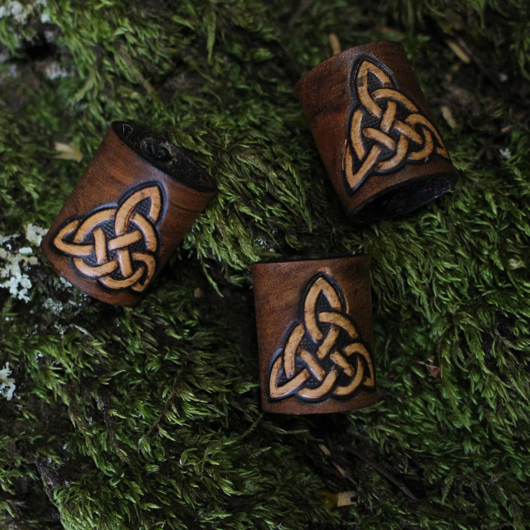 WorldNorse Celtic Leather Hair/Beard Bead
