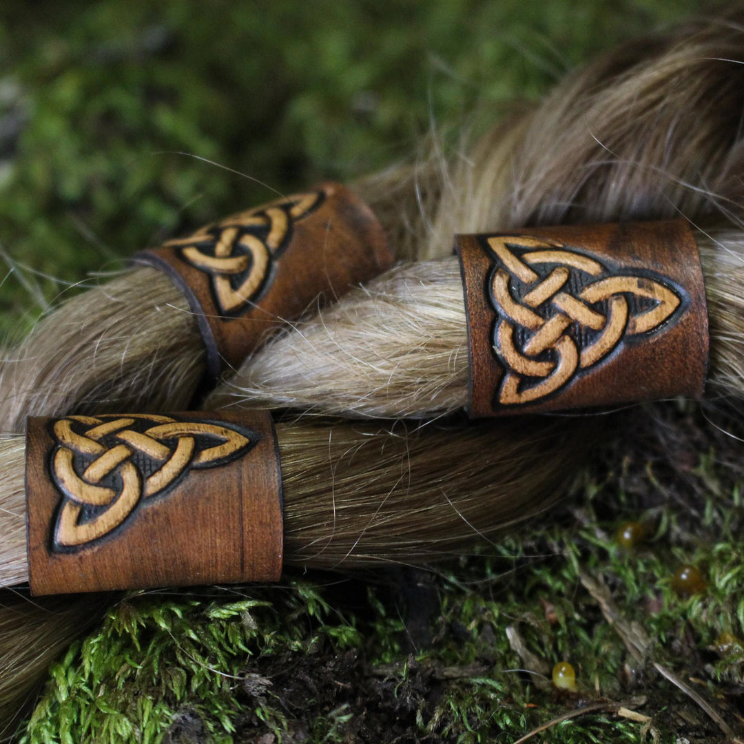 WorldNorse Celtic Leather Hair/Beard Bead