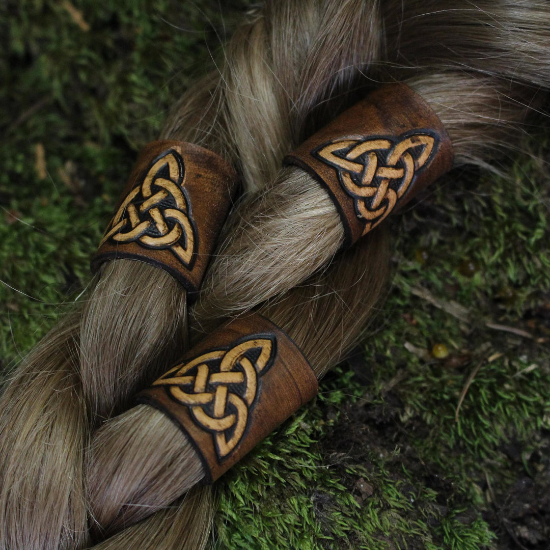 WorldNorse Celtic Leather Hair/Beard Bead