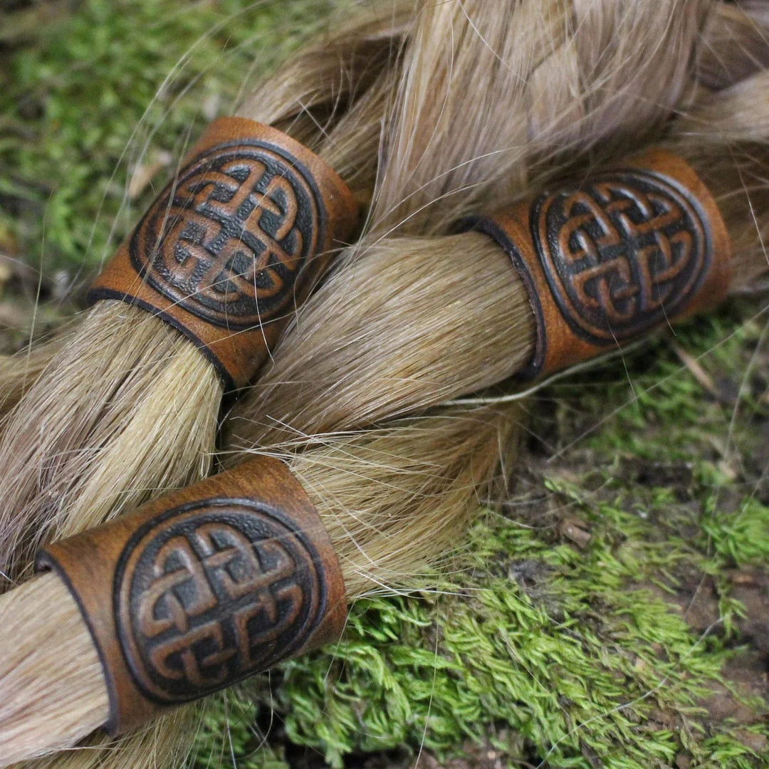 WorldNorse Celtic Leather Hair/Beard Bead