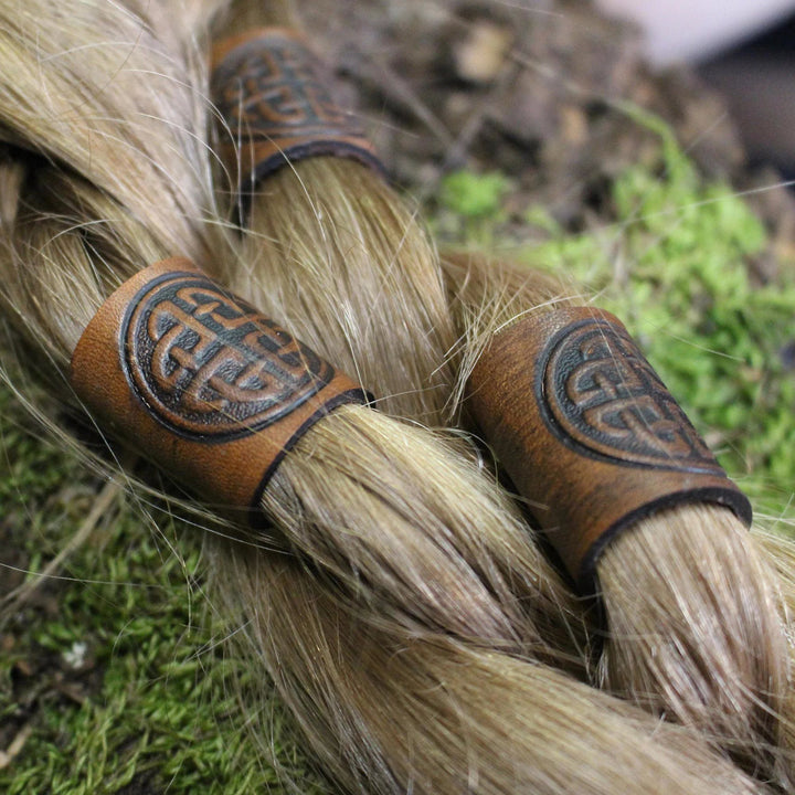 WorldNorse Celtic Leather Hair/Beard Bead
