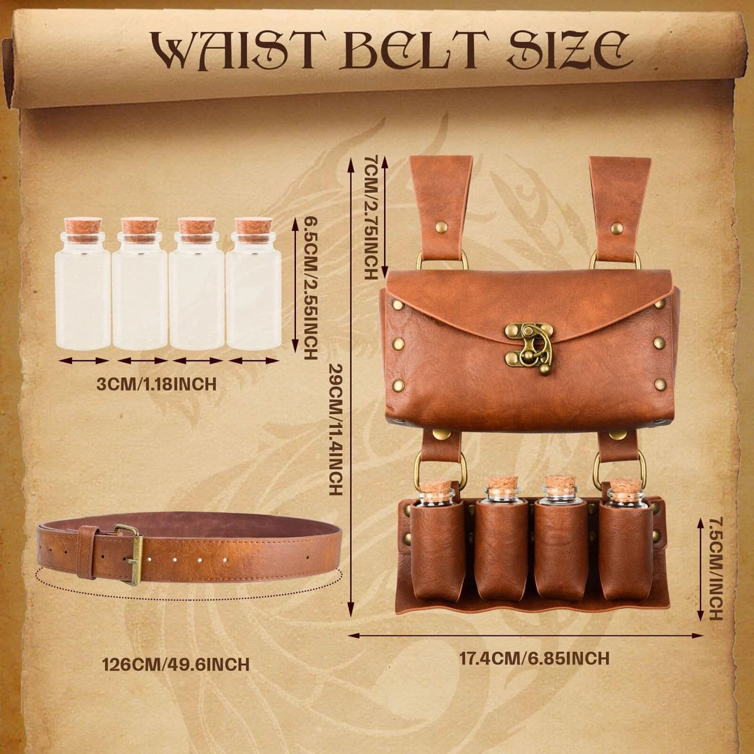 WorldNorse Medieval 4 Cork Bottles Potion Belt Pouch Bag
