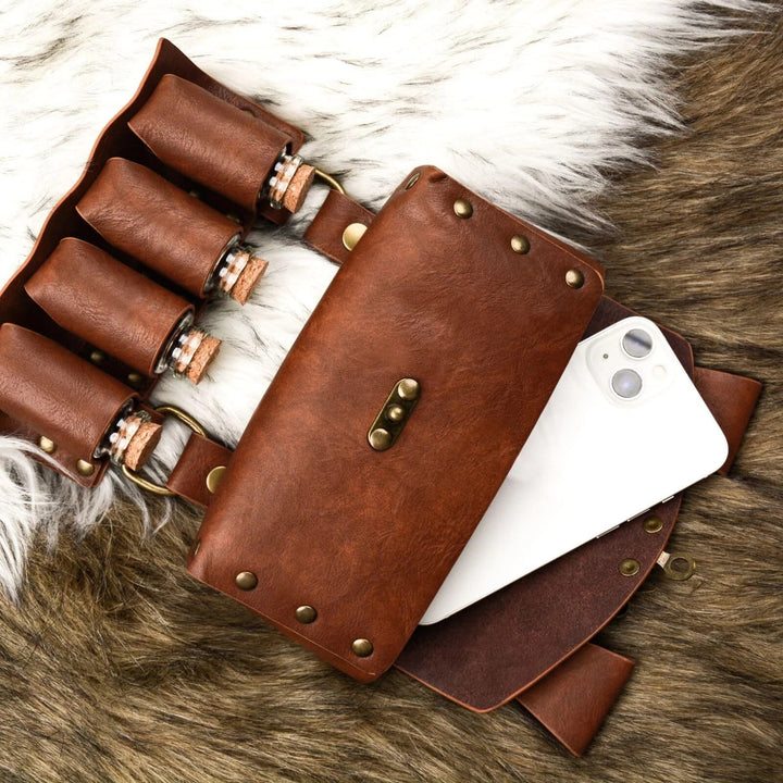 WorldNorse Medieval 4 Cork Bottles Potion Belt Pouch Bag