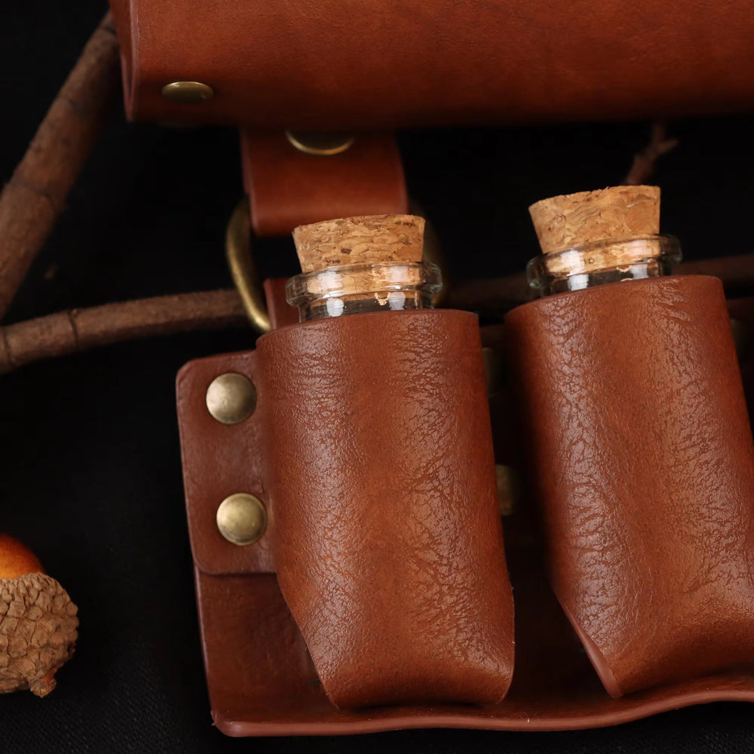 WorldNorse Medieval 4 Cork Bottles Potion Belt Pouch Bag