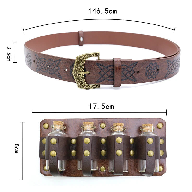 WorldNorse Retro Alchemy Potion Bottles Embossed Waist Belt