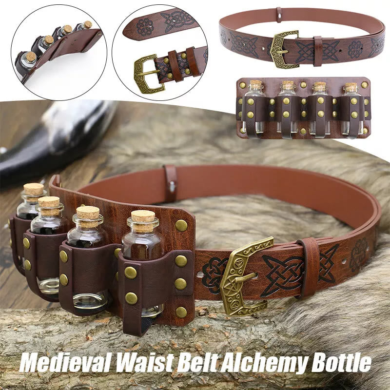 WorldNorse Retro Alchemy Potion Bottles Embossed Waist Belt