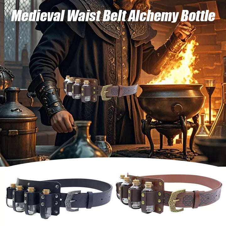 WorldNorse Retro Alchemy Potion Bottles Embossed Waist Belt