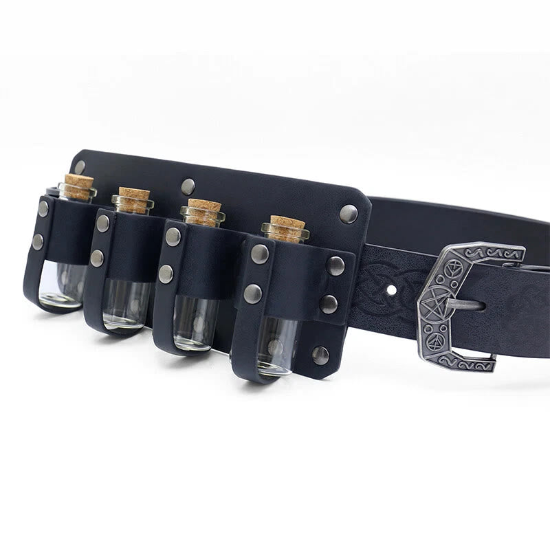 WorldNorse Retro Alchemy Potion Bottles Embossed Waist Belt