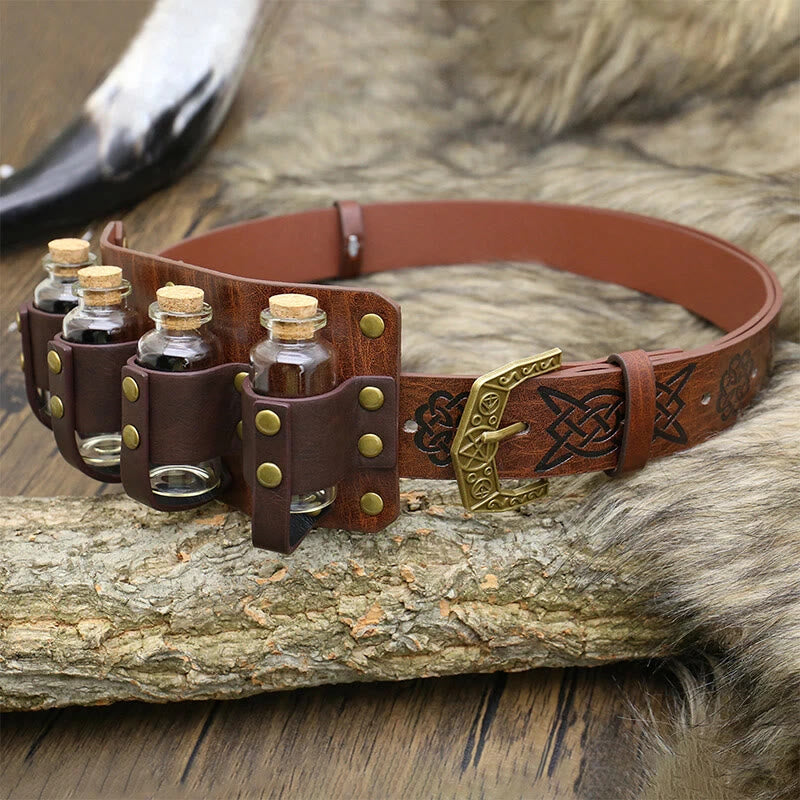 WorldNorse Retro Alchemy Potion Bottles Embossed Waist Belt