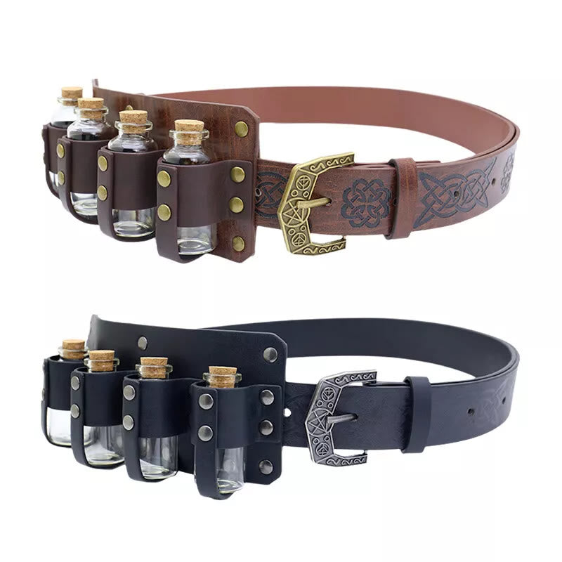 WorldNorse Retro Alchemy Potion Bottles Embossed Waist Belt