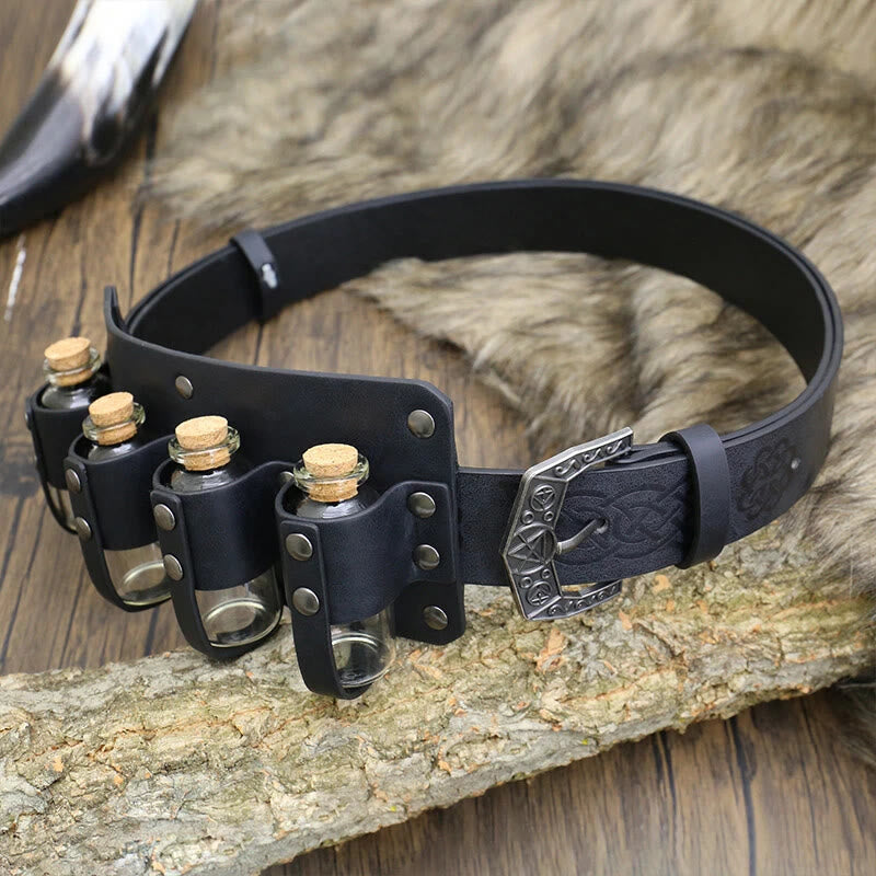 WorldNorse Retro Alchemy Potion Bottles Embossed Waist Belt