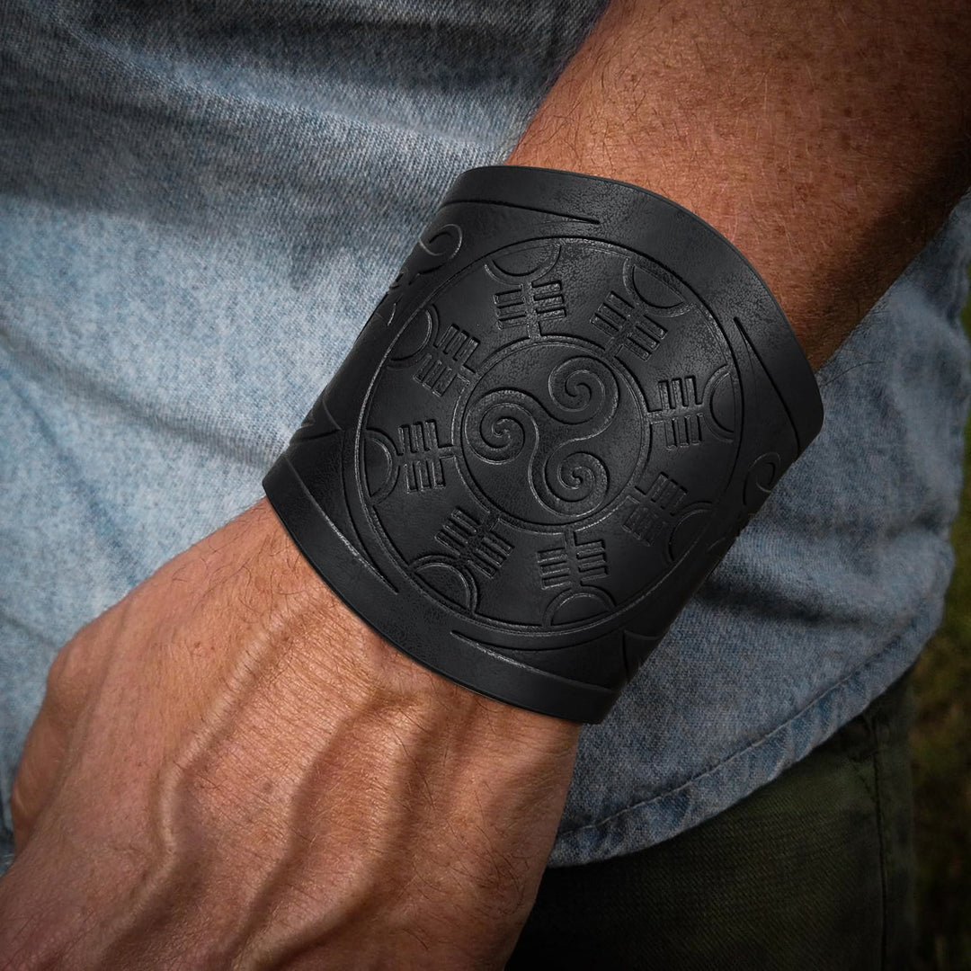 WorldNorse Norse Dragon Mjolnir Vegvisir Cuff Arm Bracers