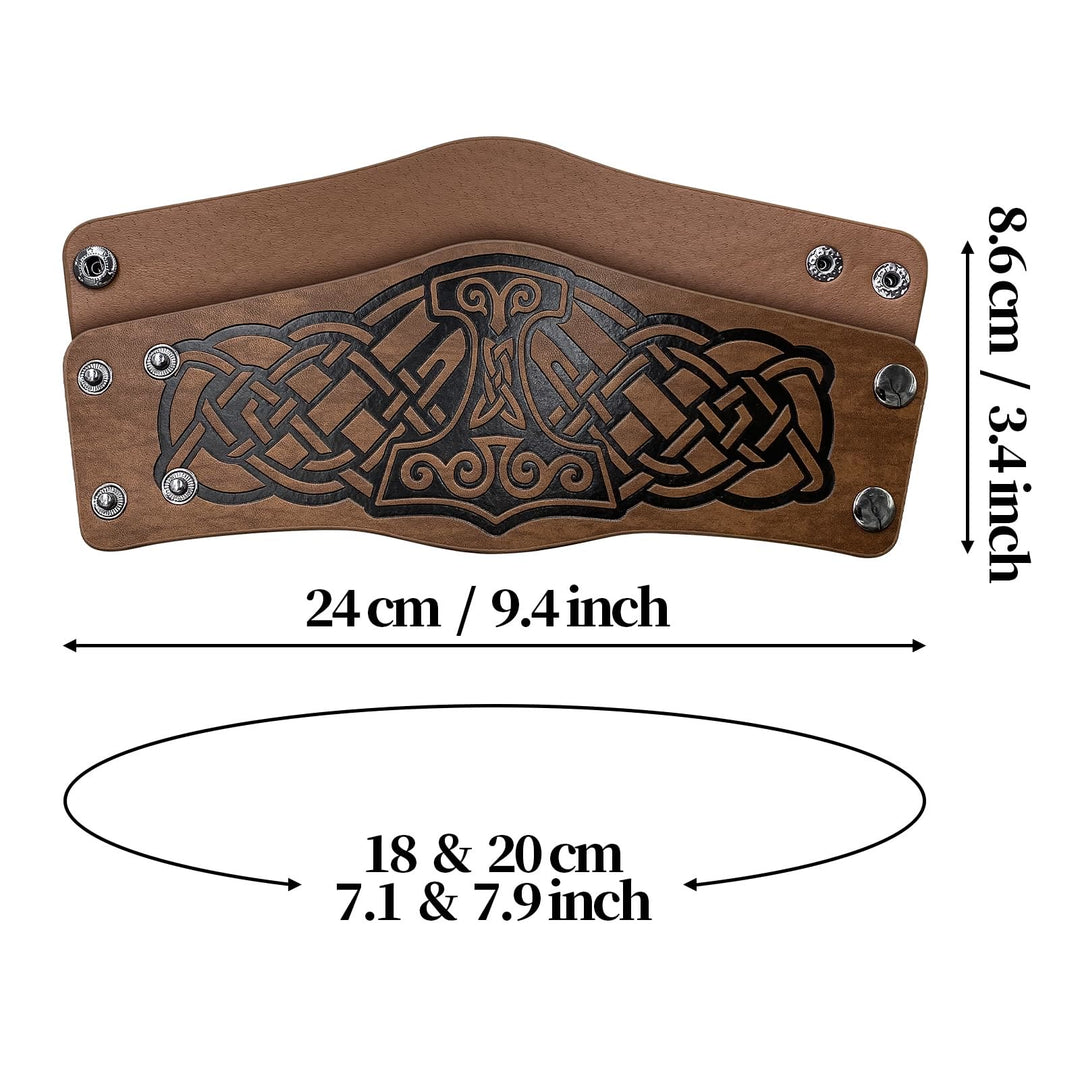 WorldNorse Norse Dragon Mjolnir Vegvisir Cuff Arm Bracers