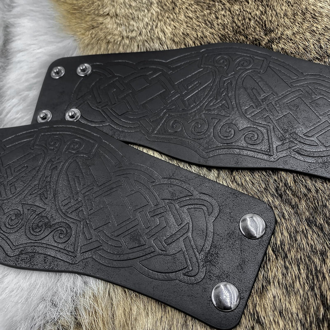 WorldNorse Norse Dragon Mjolnir Vegvisir Cuff Arm Bracers