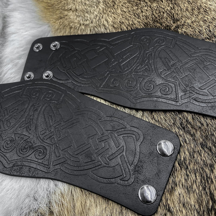 WorldNorse Norse Dragon Mjolnir Vegvisir Cuff Arm Bracers
