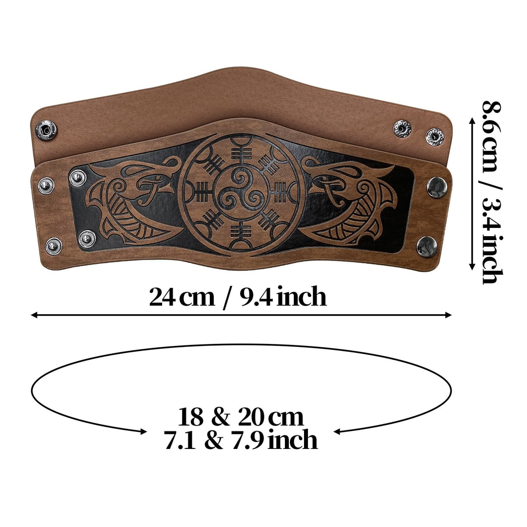 WorldNorse Norse Dragon Mjolnir Vegvisir Cuff Arm Bracers