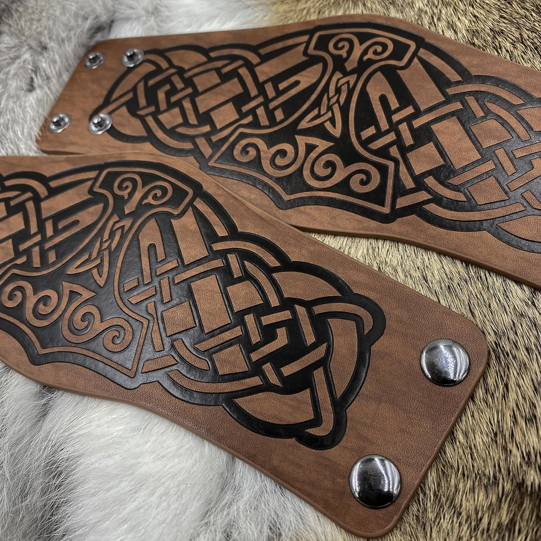 WorldNorse Norse Dragon Mjolnir Vegvisir Cuff Arm Bracers