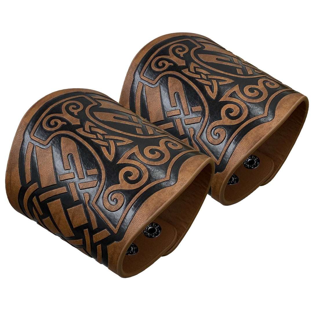 WorldNorse Norse Dragon Mjolnir Vegvisir Cuff Arm Bracers