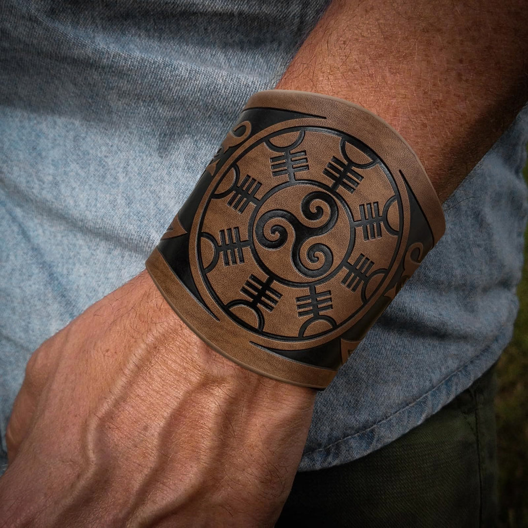 WorldNorse Norse Dragon Mjolnir Vegvisir Cuff Arm Bracers