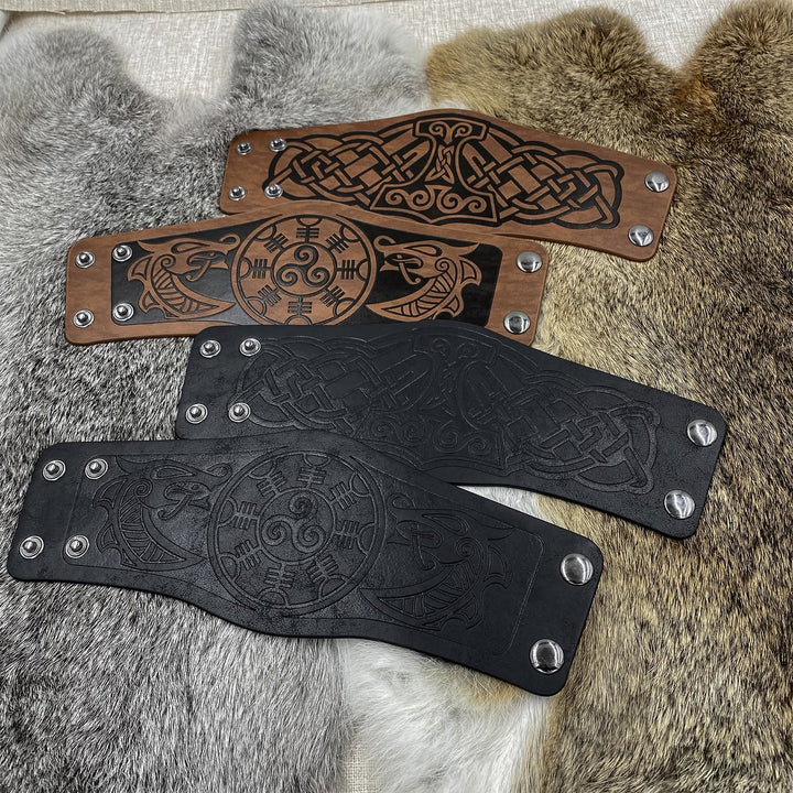 WorldNorse Norse Dragon Mjolnir Vegvisir Cuff Arm Bracers