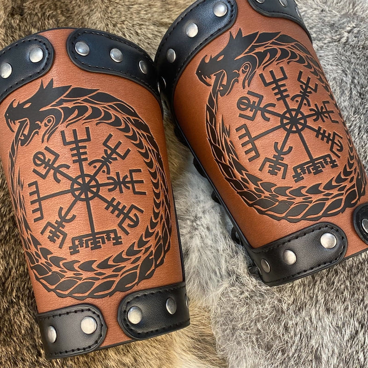 WorldNorse Jormungandr Embossed  Compass Arm Bracers