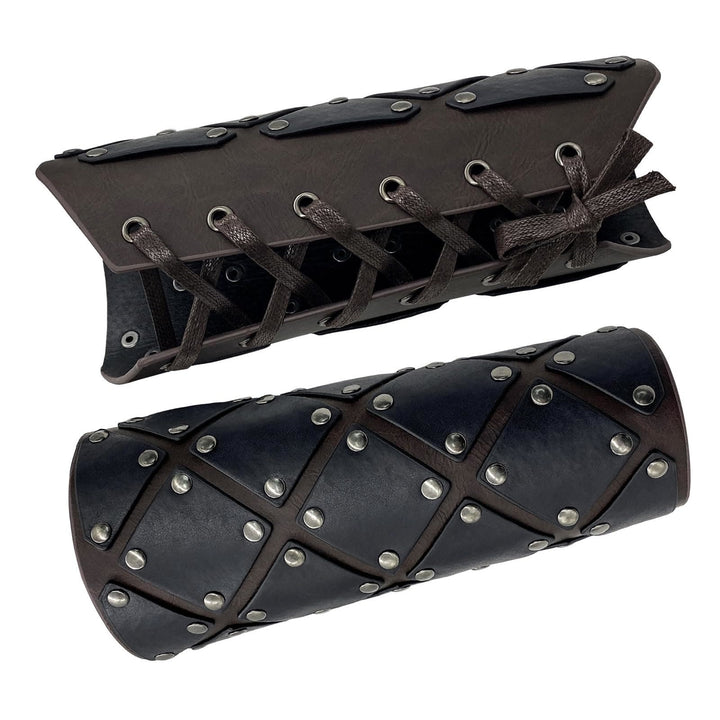 WorldNorse Medieval Punk Rivet Wrist Guard Lace Up Arm Bracers