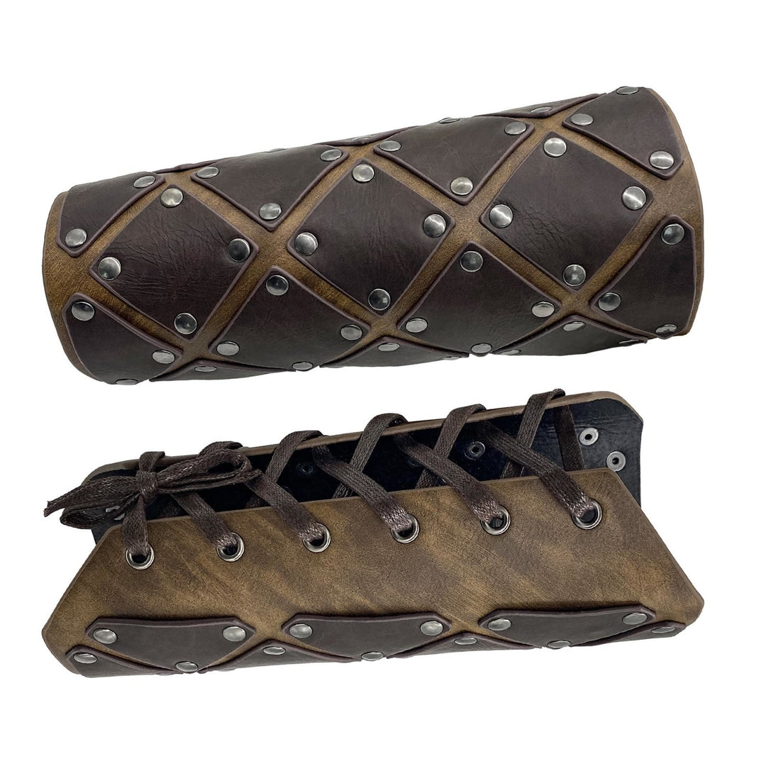 WorldNorse Medieval Punk Rivet Wrist Guard Lace Up Arm Bracers