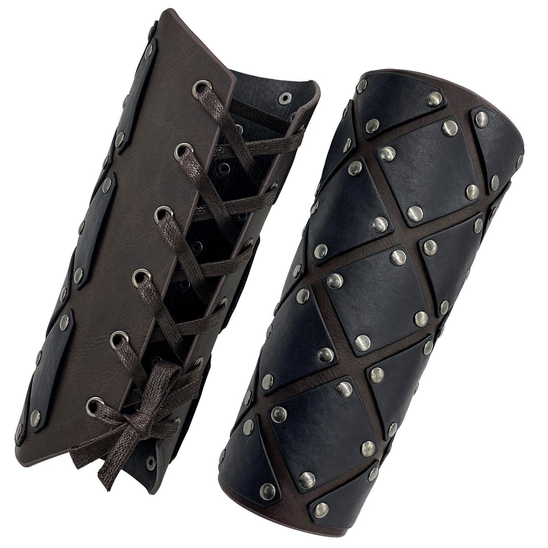WorldNorse Medieval Punk Rivet Wrist Guard Lace Up Arm Bracers