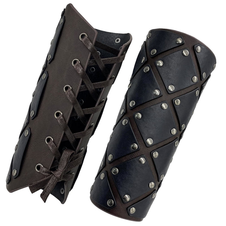 WorldNorse Medieval Punk Rivet Wrist Guard Lace Up Arm Bracers