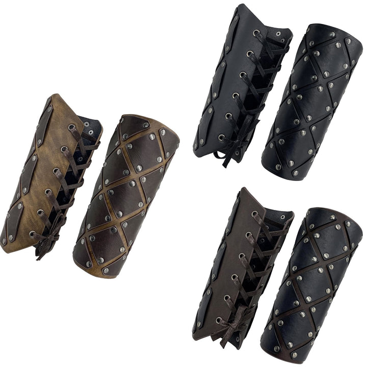 WorldNorse Medieval Punk Rivet Wrist Guard Lace Up Arm Bracers