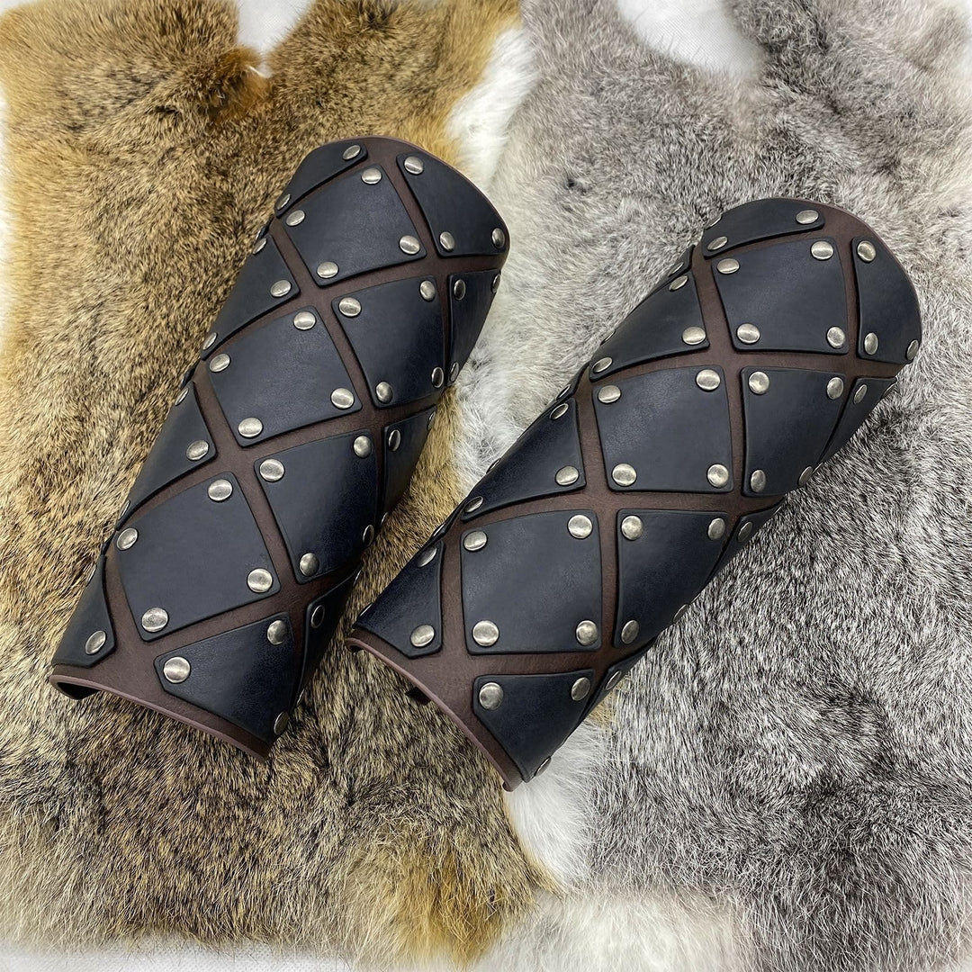 WorldNorse Medieval Punk Rivet Wrist Guard Lace Up Arm Bracers