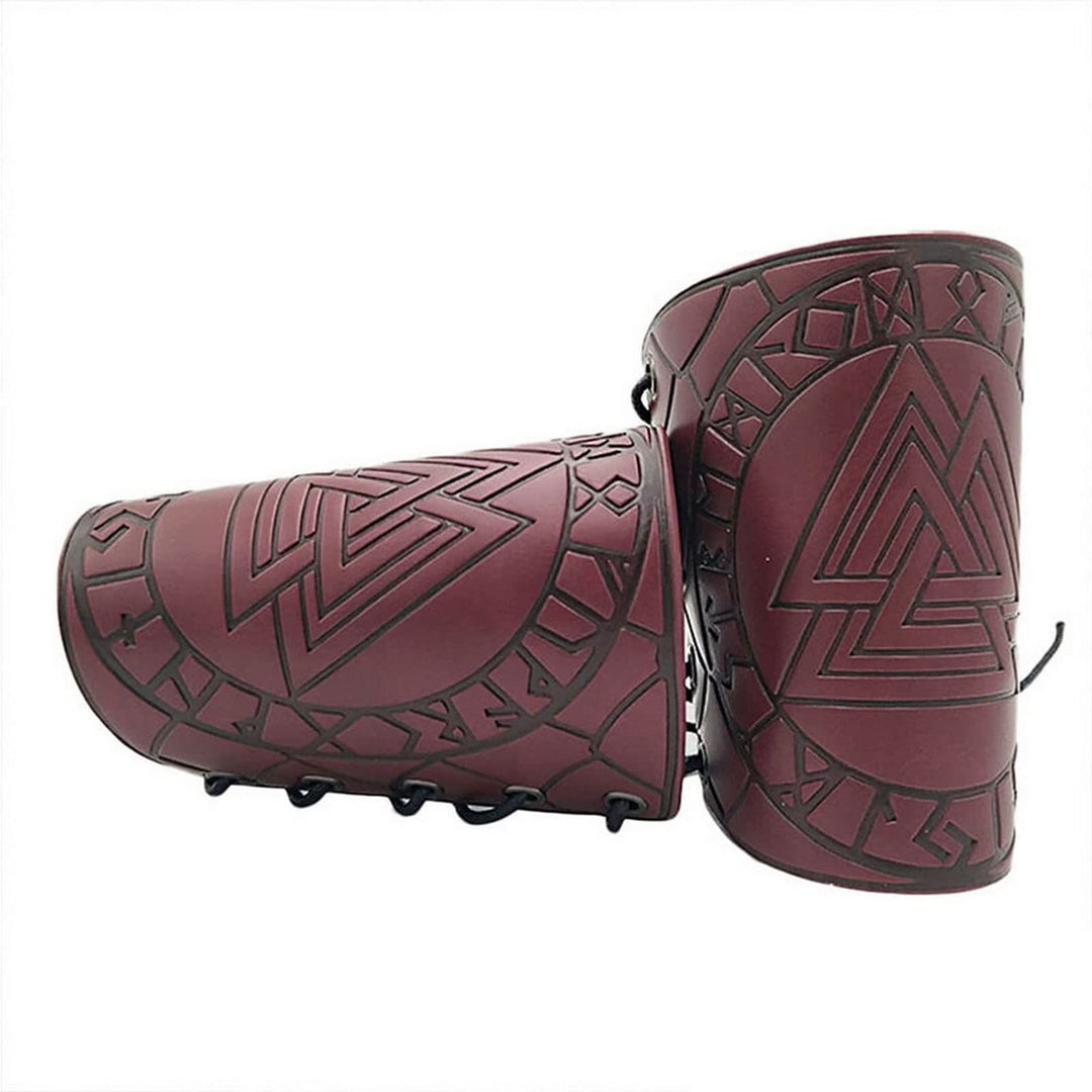 WorldNorse Nordic Amulet Valknut Viking Leather Bracers