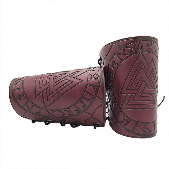 WorldNorse Nordic Amulet Valknut Viking Leather Bracers