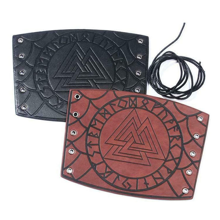 WorldNorse Nordic Amulet Valknut Viking Leather Bracers