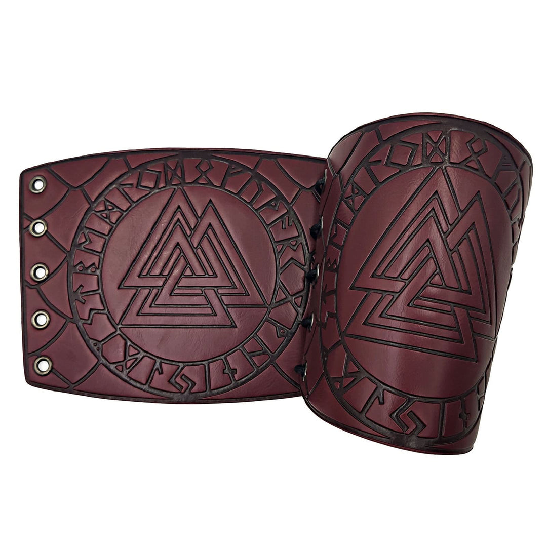 WorldNorse Nordic Amulet Valknut Viking Leather Bracers